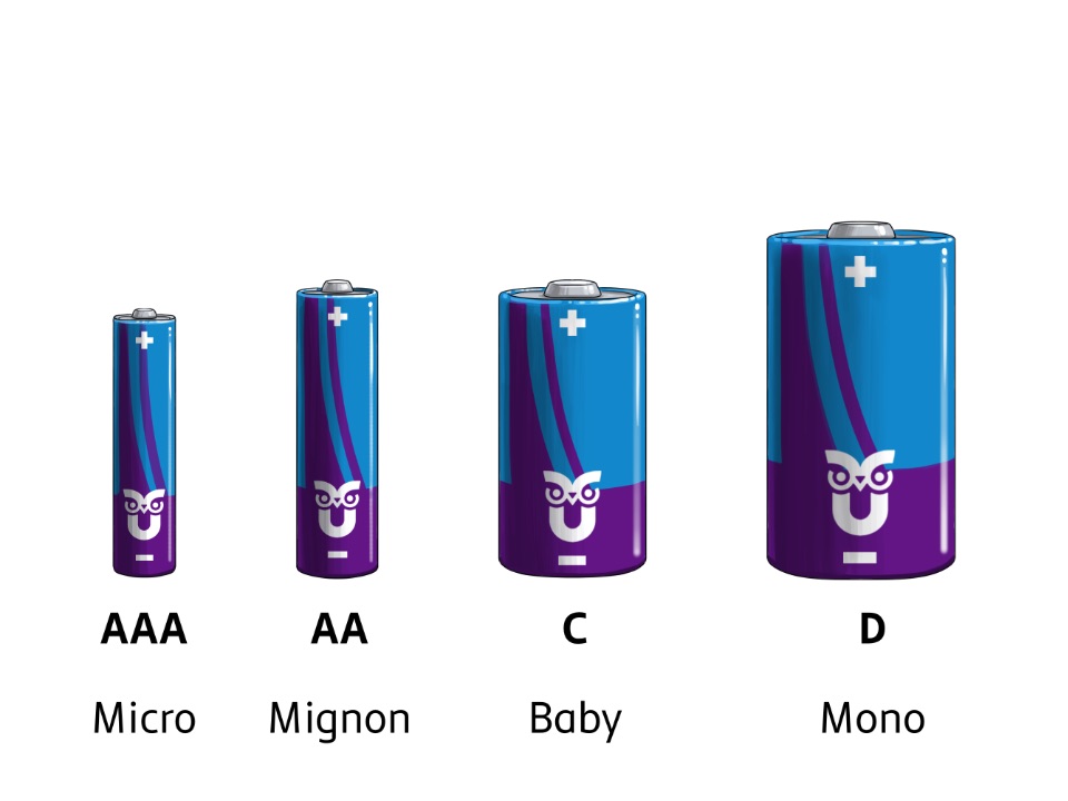 Unterschiedliche Typen von 1,5 Volt Zellen