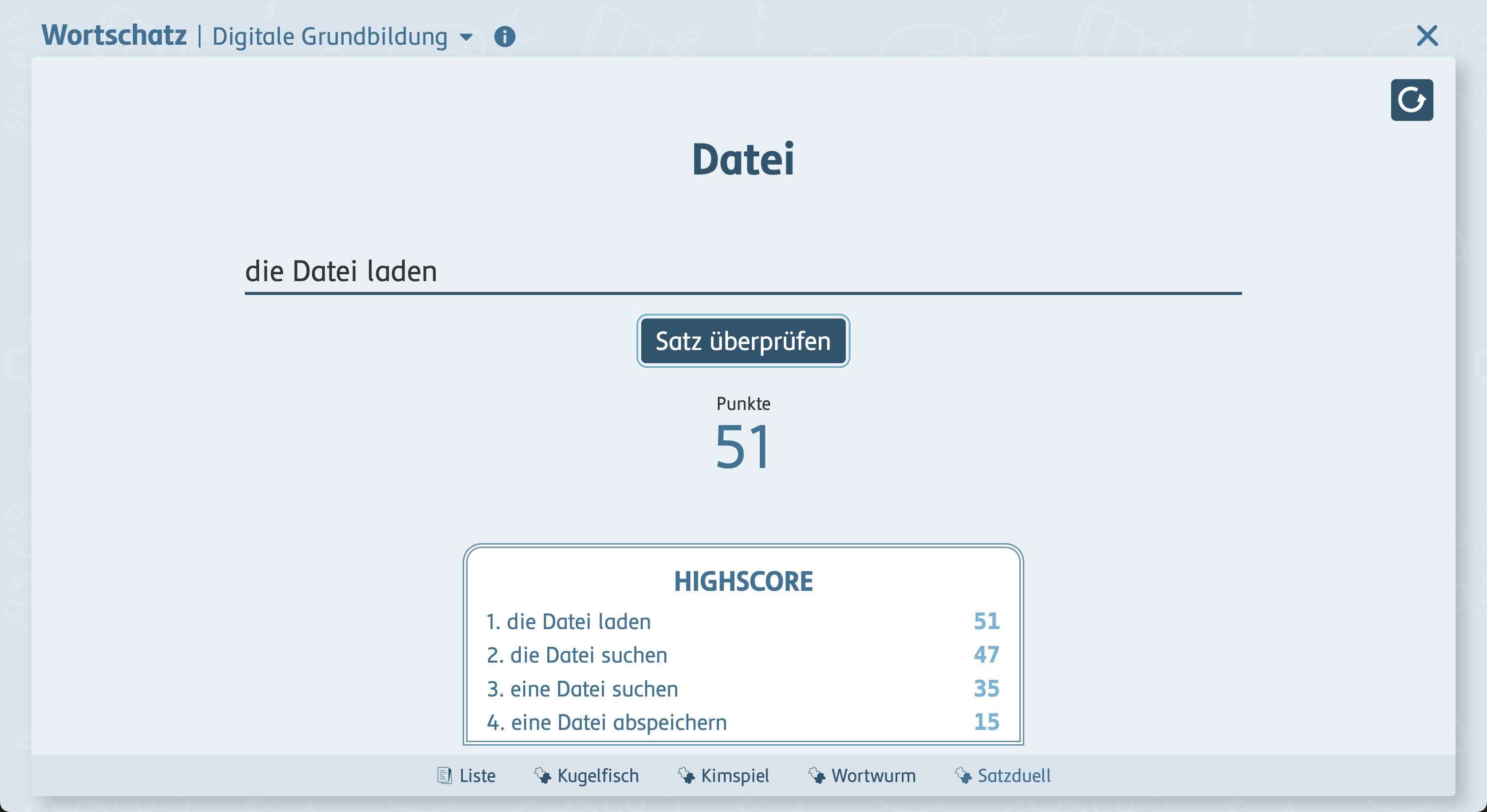 Im Satzduell versuchen Kinder den Satz zu finden, der am häufigsten im Internet vorkommt. 